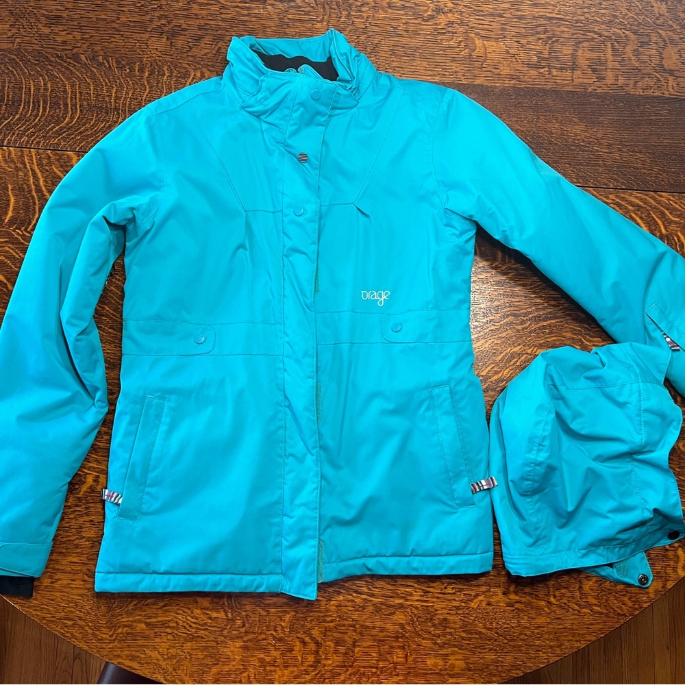 Orage Girl’s Winter Ski Coat EUC size XL Turquoise Blue